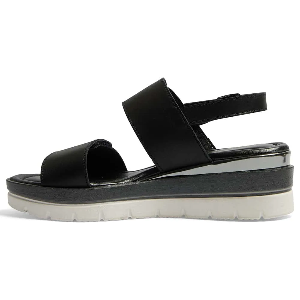 Imply Wedge in Black Leather